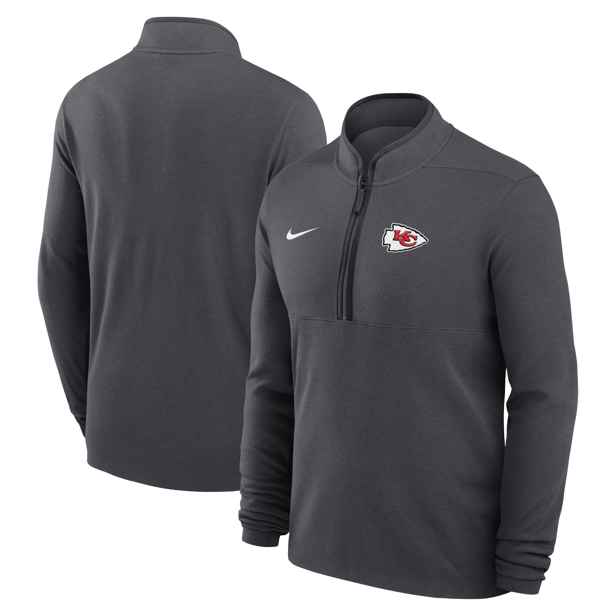 Men's Nike Anthracite Kansas City Chiefs Primetime Victory Dri-FIT Half-Zip Pullover